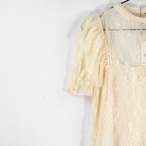FREE PEOPLE Secret Admirer Sheer Lace Blouse NWT